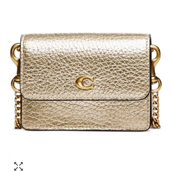 Coach Handbags - Coach refined flap card case crossbody purse in gold
